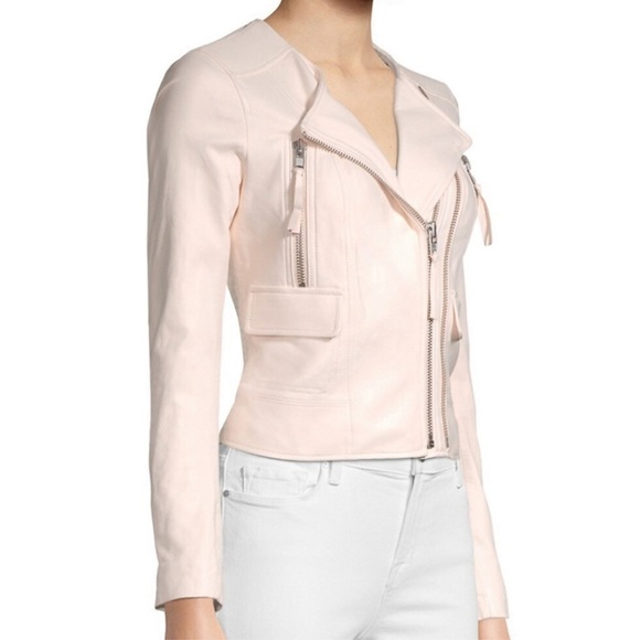 JOIE Vivianette Pink Genuine Lamb Leather Jacket - Picture 16 of 16